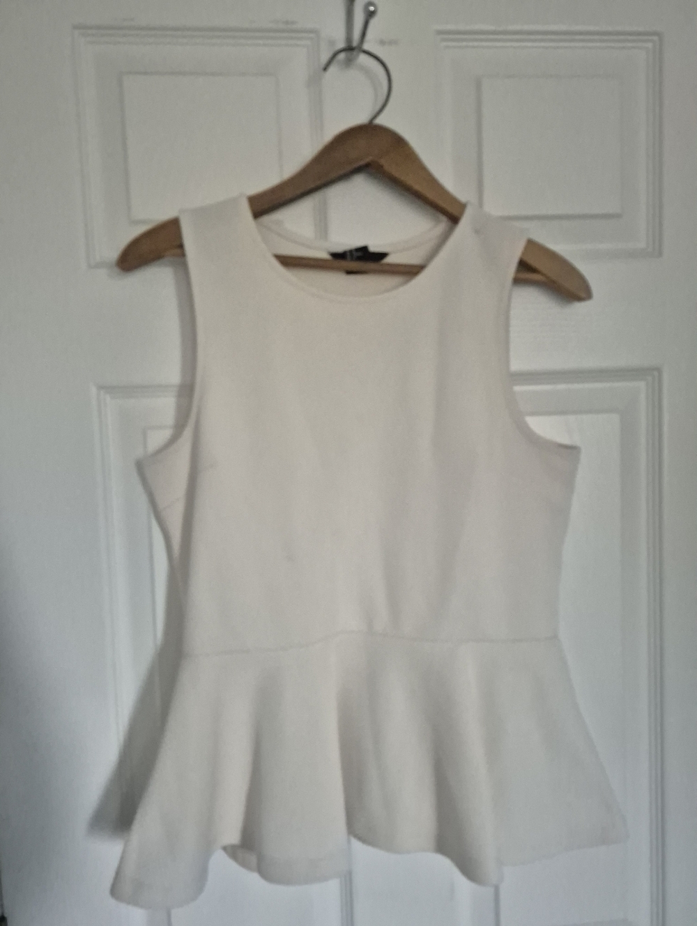 Sleeveless White Peplum Dress Top - Classic Clean Style
